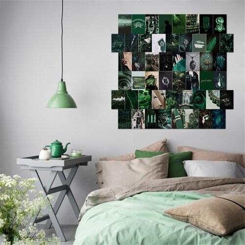 50Pcs Plant Series Green Cactus Leaf Aesthetic Walls Collage Set Nordic Simple Pictures Series Art Living Room Wall Decoration