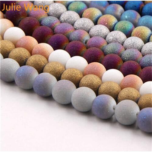 Julie Wang 72PCS 8mm Matte Glass Beads Multicolor Spacer Beads Jewelry Making Accessory Round Fit Necklace Bracelet Anklet