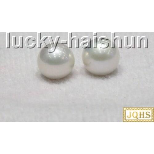 AAA NATURAL 11.5MM ROUND WHITE SOUTH SEA PEARL EARRINGS 14K SOLID GOLD STUD C43