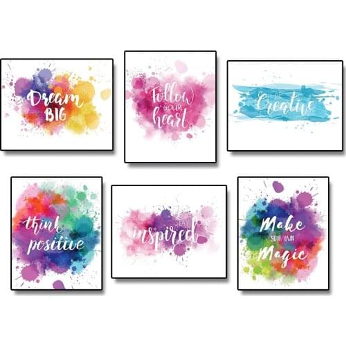 Watercolor English Inspirational Poster Modern Minimalist for Office Study Room Decoration Hanging Painting Home Wall Art Decor
