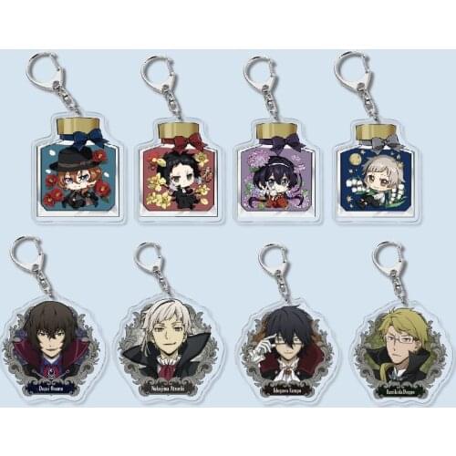 Anime Bungo Stray Dogs Keychain Figures Acrylic Cosplay Key Ring Cute Fan Gift Fashion Personality Accessories