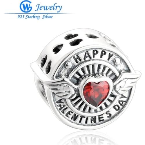925 Sterling Silver Beads fit European Charm Bracelets for Valentines Day Gifts GW X450H20