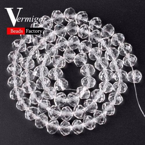 4-12mm Faceted White Rondelle Austrian Crystal Ball Beads For Needlework Women Glass Beads Jewelry Diy Bracelet Accessories 15"