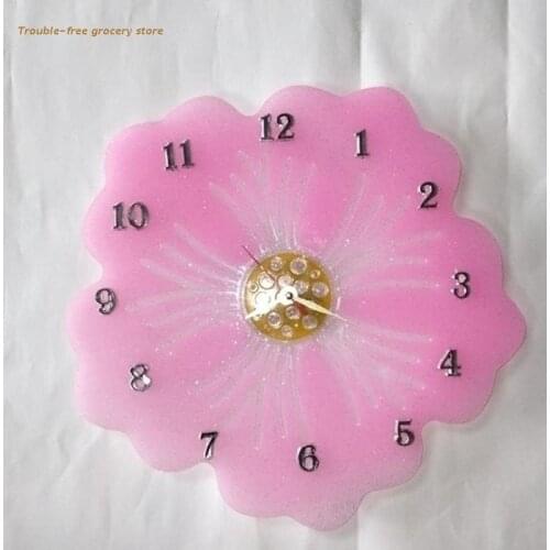 1 Set Flower Clock Epoxy Resin Mold with DIY Accessories Wall Clocks Silicone Mould DIY Crafts Hanging Ornaments Home Casting