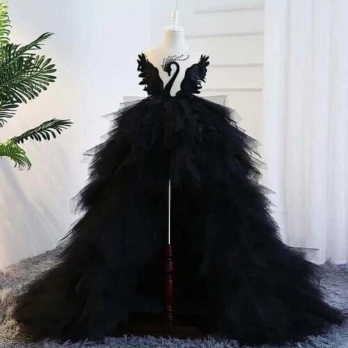 Kids Catwalk Dress 2020 New Beautiful Trailing Ball Gown Sleeveless Beading Design Wedding Birthday Party Dress For Girls L693