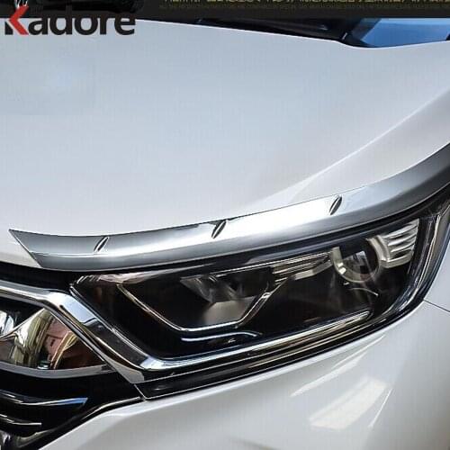 For Honda CRV C-RV 2017 2018 2019 ABS Chrome Head Light Lamp Eyebrow Cover Trim Headlight Eyelid Strip Car Styling Accessories