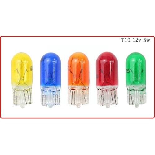 1pcs T10 About 24mm Halogen Bulb W5w White,blue Red Instrument Lamp 3w Light Color Green Car Side Wedges Amber New Source