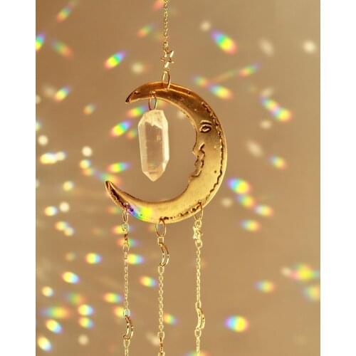 Moon Suncatcher Window Crystal Prism,Home Decor Gift, Lightcatcher//Window Hanging Gifts,New Home Gift