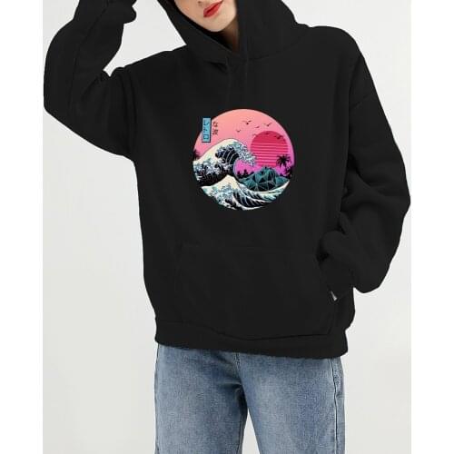 Japan Anime Cartoons Landscape Printing Hoodies for Women Autumn Winter Fleece Pullover Casual Harajuku Sportswear Male Hoody