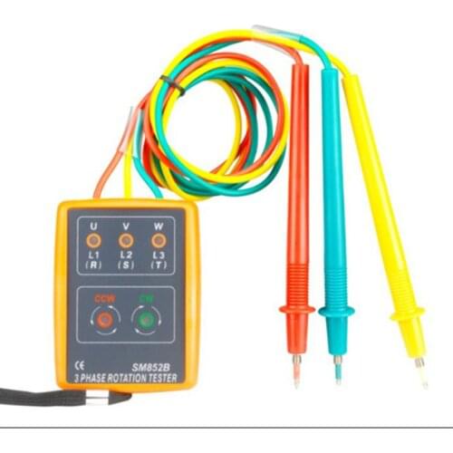 SM852B Phase sequence tester Indicator 3 Phase Rotation Tester Digital Phase Indicator Detector LED Meter 60V~600VAC