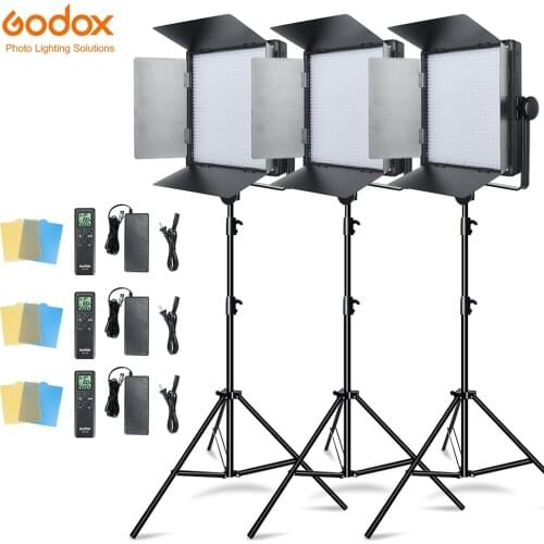 Godox 3PCS LED1000W 5600k Continuous Light Kit with 3pcs 2.8m Light Stand for Photography Wedding Camera Camcorder DV