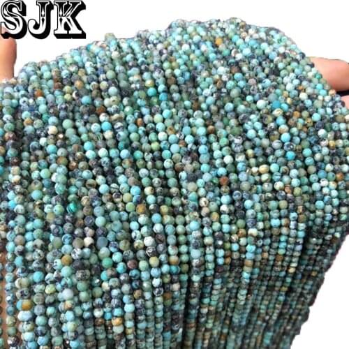 Natural Stone Faceted AAA African Turquoises Round Beads 2/3/4/5mm Section Loose Beads For Jewelry Making DIY Necklace Earring