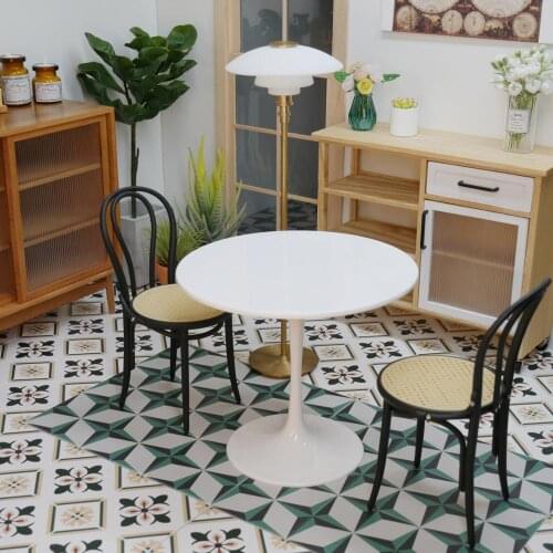 1/6 BJD Ob11 Miniature Dollhouse Furniture Mini Model Black and white tabletop and solid wood tabletop and tulip table legs