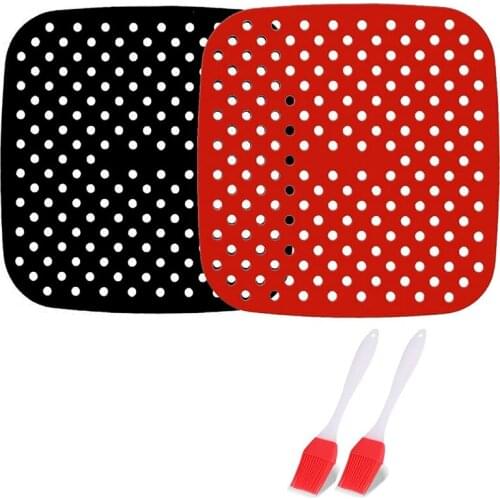 Reusable Air Fryer Liners,[ 2 Pack ] 8.5-Inch , Non-Stick Silicone Air Fryer Basket Mats Air Fryer Accessories