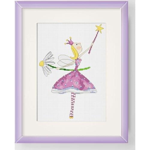 Fishxx Cross Stitch Kit GZ06 Little Daisy And Little Princess Handmade Simple Embroidery Pattern Bedroom Painting