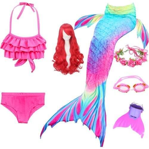 NEW Arrival!Fancy Kids Mermaid tails with/No Fins Monofin Flipper mermaid swimming tails for Girls Summer Beach Wear Swimsuits