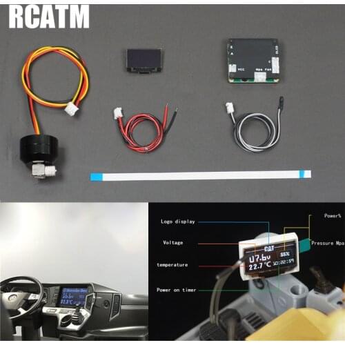 OLED Interior Screen Multi-function Display Voltage Power Temperature for 1/10 RC Crawler TRX4 SCX10 1/14 Tamiya Truck scania