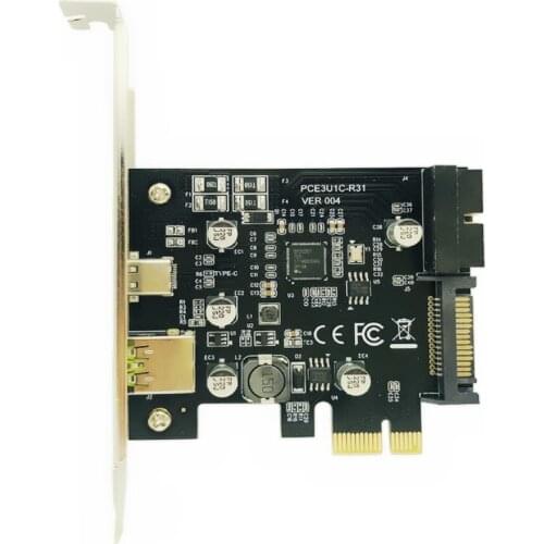 PCI-Express PCI-e To USB 3.1 Type-C Riser Post Card PCIe to USB-C 2.4A Fast Charger+19PIN Front USB Miner Expansion Adapter Card