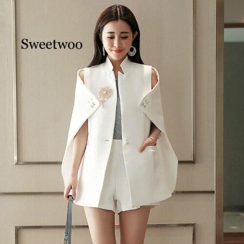 2020 Autumn New Stand Collar Sleeveless Cloak Jacket Single Button Patchwork Pockets Vintage Windbreaker