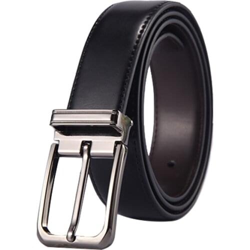 Deconn Hot Sale Mens Classical Dress Strap Casual Double Stitched Belt Genuine Leather Black & Brown