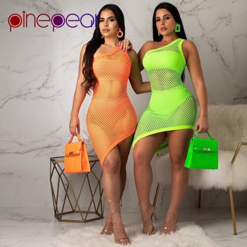 PinePear Fishnet Mesh Beach 3 Piece Set Asymmetrical Dress Women Three Piece Outfits Sexy Club Matching Sets 2019 Dropshipping