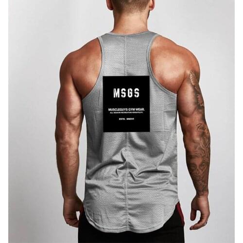 Mesh Fitness Singlets Sleeveless Brand Workout Fashion Cotton Mens Tank Top Gym Tanktops Bodybuilding Vest Stringer Undershirt