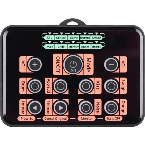 SK5 Upgraded Version Multi-functional DSP Sound Card Voice Changer with 8 Changing Voices 5 Atmosphere Effects Wireless BT