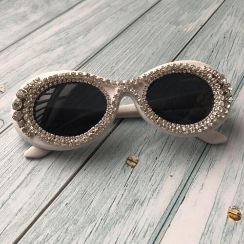 ZAOLIHU Oval Shape Women Sunglasses Luxury Sexy Diamond Sun Glasses UV400 Retro Designer Brand White Black oculos de sol