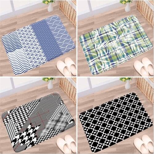 Doormat Geometric Modern Bathroom Mat Simple Striped Wave Lattice Non-Slip Rug HomeFloor Decor Bath Kitchen Doorway Aisle Carpet