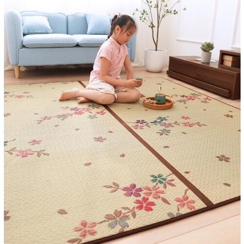 Modern Straw Rush Grass Floor Area Rug Tatami Childrens Play Carpet Kids Room Mattress Portable Oriental Toddler Crawling Carpet