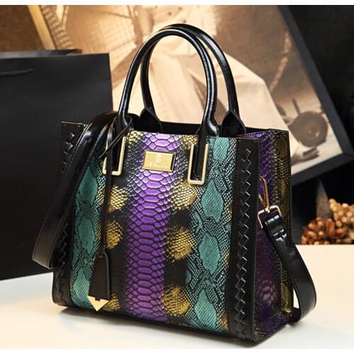 Luxury Cowhide Leather Women Handbag fashion female Serpentine Diamond portable Tote bag ladies shoulder messenger bags 2021 New