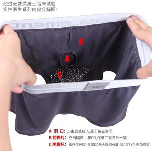 High quality Mens boxers short health underwear scrotum sac bag physiological health care boxer modal u convex separation boxer