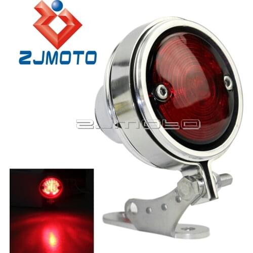 Vintage Motorcycle Drilled LED Tail Light For Harley Honda Yamaha Sportster Dyna Softail Bobber Chopper Aluminum Brake Stop Lamp