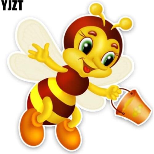YJZT 15.2CM*15.7CM An Industrious Bee Cartoon PVC Decal Car Sticker 12-300887
