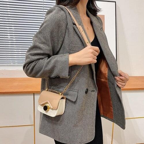 Retro PU Ladies Shoulder Bag Chain Design Casual Lipstick Bag Mini Square Bag for Women Cover Type Messenger Bags