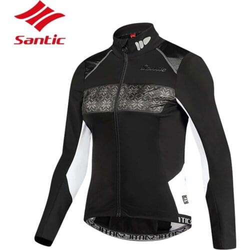 Santic Cycling Jacket Women Thermal WARM+ Fabric Fleece Outdoor Thermal Road Bike Bicycle Clothes Keep Warm Ropa Ciclismo