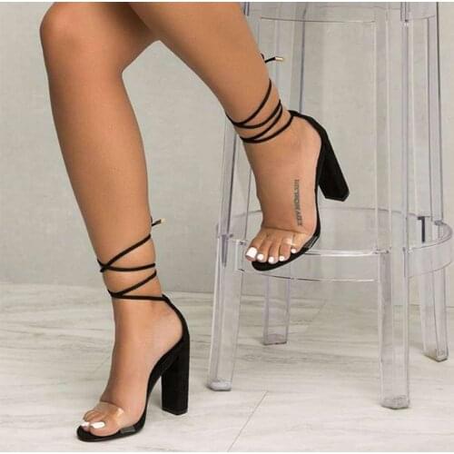 Womens Sandals Summer New Fashion Transparent Strap High Heels Plus Size European And American Leisure Hot Selling Sandals