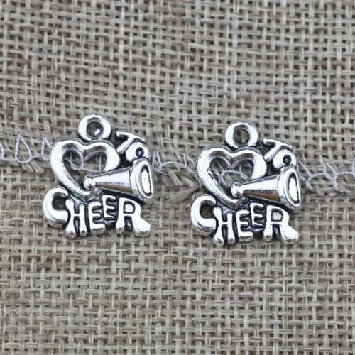 High Quality 10 Pieces/Lot 16mm*18mm Antique Silver Plated Metal Cheer Charm Cheering Squad Charms For Jewelry Making