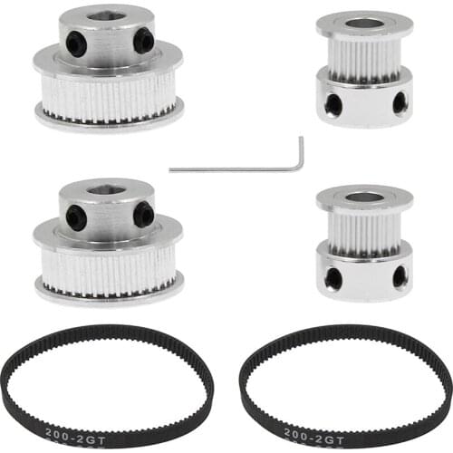 2 Sets GT2 Timing Belt Idler Pulley Aluminum Synchronous Wheel Kit for 3D Printer CNC Mechanical Drive