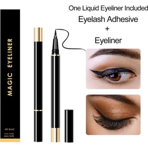 2pcs Black Waterproof Quick-drying Liquid Eyeliner Long-lasting Anti-smudge Anti-sweat Eyeliner With Lashes Gule Makeup Tools