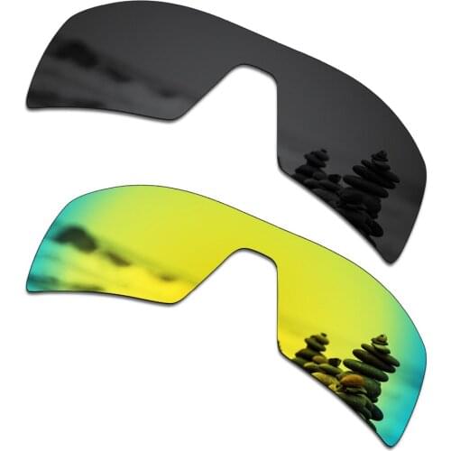 SmartVLT 2 Pieces Polarized Sunglasses Replacement Lenses for Oakley Oil Rig Stealth Black and 24K Gold