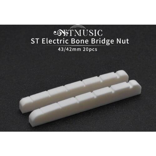 20PCS Slotted Real Bone 6 String ST Guitar Nuts For Electric Guitar 42/43x3x5.5MM