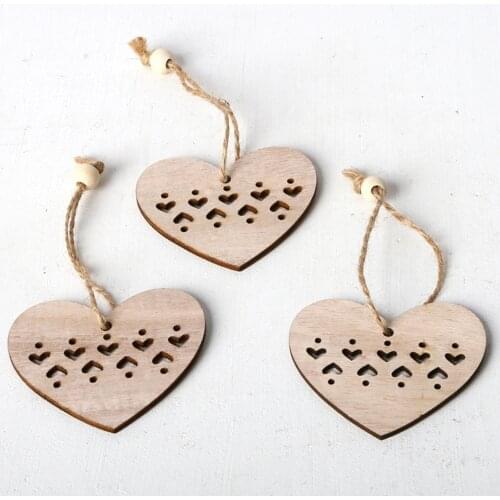 3PCS Christmas Wooden Ornaments Unfinished Hollow Star Heart Wood Pieces Slices Gift Tag Xmas Tree Hanging Discs for DIY Crafts