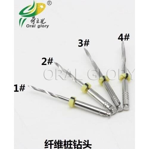 4pics Teeth Dentistry Whitening Instruments Dental Stainless Steel Drills Fiber Screw Post File Lab Materials Dentist Equipment