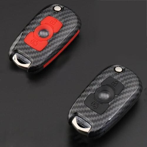 ABS Carbon Fiber Shell+Silicone Cover Remote Key Holder Fob Case&KeyChain For Buick Verano