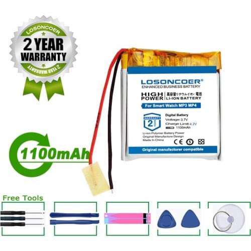 LOSONCOER Battery 803030 753030 1100mAh Battery For Smart Watch MP3 MP4 MP5 DIY Toy LED Light navigator