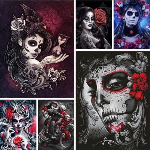 5D DIY Diamond Painting Halloween Full Diamond Embroidery Charming Woman Cross Stitch Kit Mosaic Home Decoration Halloween Gift