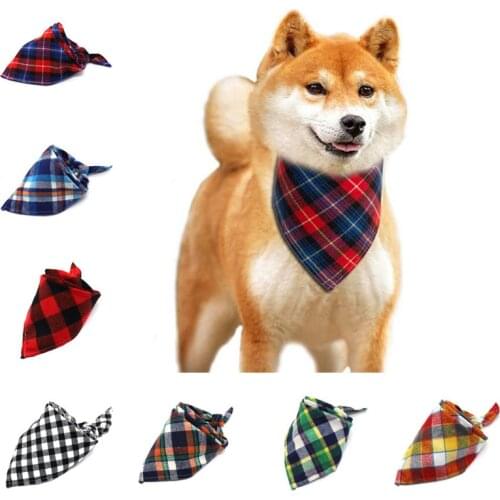 Dog Bandana Washable Reversible Triangular Plaid Adjustable Cat Puppy Pet Scarf Kerchief Accessories Fit Small Medium Large Dogs