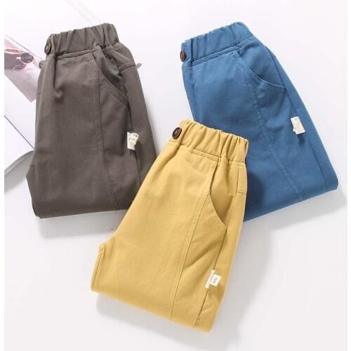 Girls Pants Solid Color Childrens Pockets Pants Childrens Trousers Spring and Autumn Girls Clothing