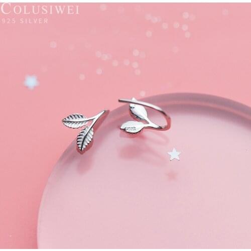Colusiwei Genuine 925 Sterling Silver Korea Style Stylish Tree Leaf Drop Earrings for Women Brincos Fashion Fine Jewelry